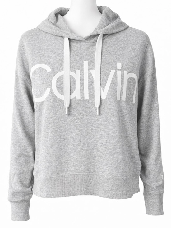 Calvin Klein Tops - Calvin Klein Light Gray Logo Hoodie size small